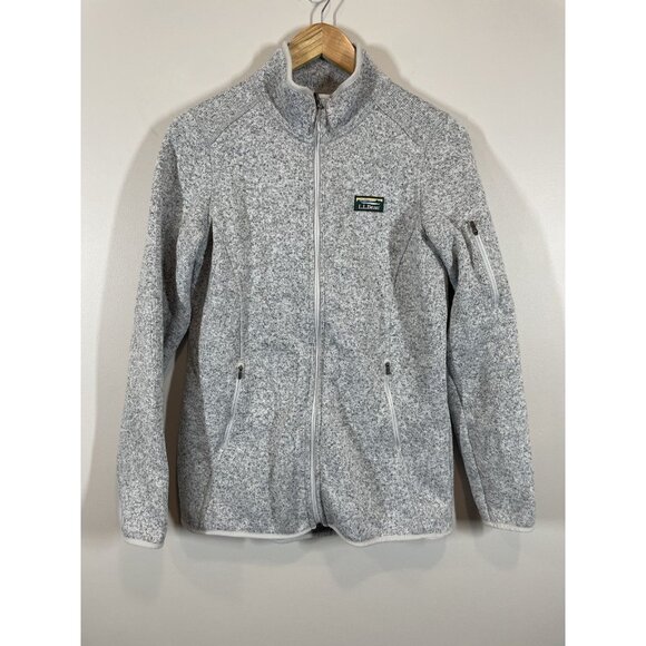 L.L.Bean Womens Tall Fleece Jacket Size M Gray Full Zip Cozy Casual Outdoor Logo - Picture 1 of 6